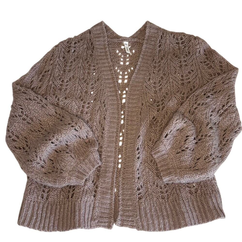 Wish List Chunky Knit Pointelle Cardigan Sweater Women's S/M Lavender